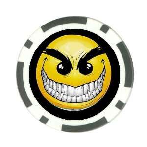  Creepy sinister Smiley Face Poker Chip Card Guard Great 