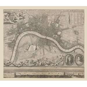  Reproduction of a 1690 Antique Map of London by Jacques de 
