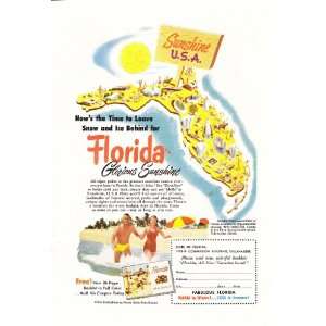   1952 Ad Florida Sunshine USA Vintage Travel Print Ad 