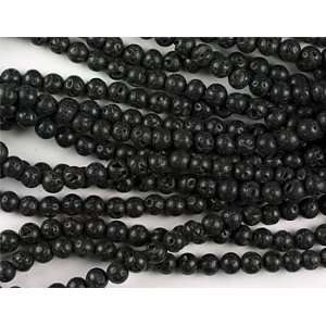   8mm Round Polished Natural Lava Beads 16 Inch Strand