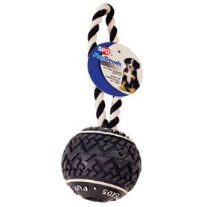  Ethical Pup Treads Rubber Ball with Rope Dog Toy Pet 