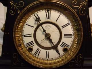 Antique Ansonia Iron Case 8 Day Clock Unusual Design  