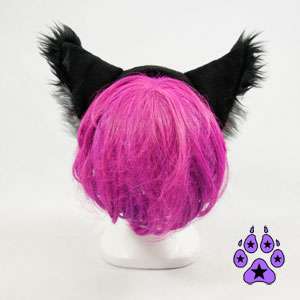   cosplay goth CANINE Anime HEADBAND furry Hat EARS cat GREY dark FOX
