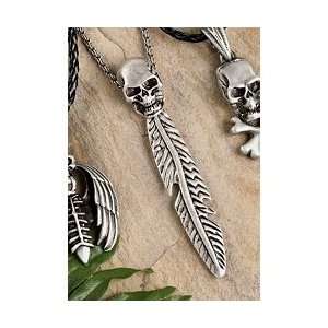  Gothic Skull Feather Medieval Talisman Necklace 