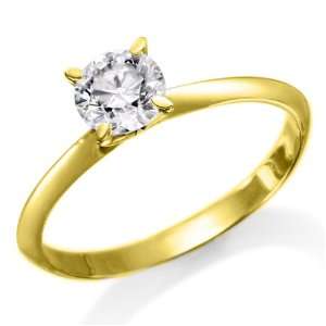   Diamond Solitaire Engagement Ring in 14k Yellow Gold   Free Resize