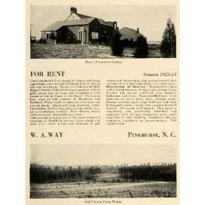  1923 Ad W. A. Way Pinehurst Realty Home Mid Pines Golf NC 