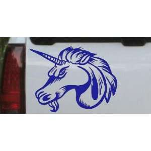 Unicorn Head Animals Car Window Wall Laptop Decal Sticker    Blue 16in 
