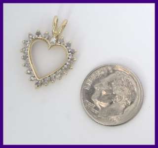 10kyg Round Diamond Heart Charm Pendant .20ct  