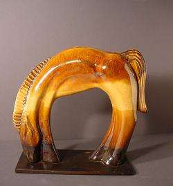 ABSTRACT POTTERY *HORSE* SCULPTURE*SIGNED*MODERNIST EAMES ART MID 