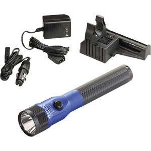   Stinger C4 LED Flashlight Blue Anodized w/ PiggyBack Charger 2 Batts