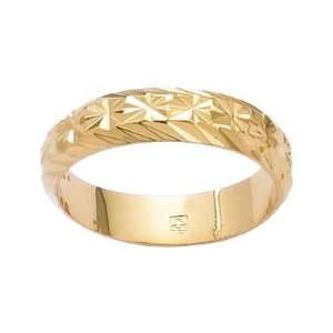    18K Gold Plated Engraved Wedding Band Ring   Size 8 Jewelry