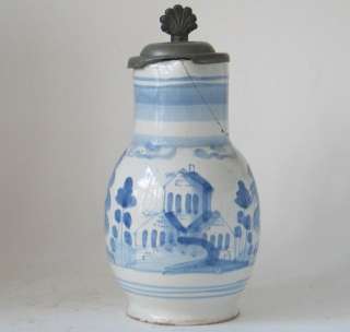 Faience Beer Stein w/Architectural Design Ansbach c1750  