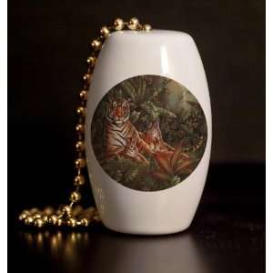 Tiger Cubs Jungle Porcelain Fan / Light Pull