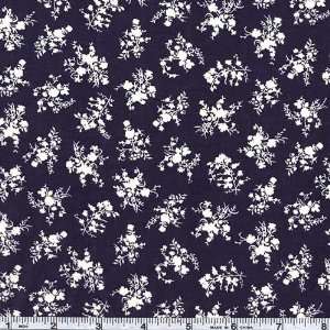  56 Wide Cotton Lawn Aubette Navy/Cream Fabric By The 