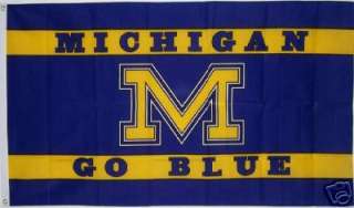 Michigan University Wolverines GO BLUE Flag 3x5 Banner  