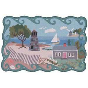  By The Sea Cottage 2x3 hand hooked area rug