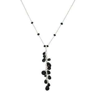  Sterling Silver Black Cubic Zirconia Briolette Y Necklace 