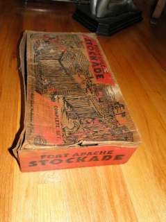 1950s Marx Toys Fort Apache STOCKADE Set w/Box 100+ Bldg Parts 