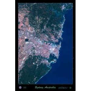  Laminated Sydney, Australia satellite view map photo print 