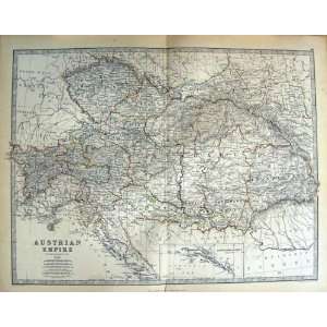  JOHNSTON ANTIQUE MAP 1888 AUSTRIAN EMPIRE HUNGARY