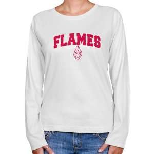  UIC Flames Ladies White Logo Arch Long Sleeve Classic Fit 