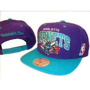 Charlotte Hornets Script Snapback Mitchell and Ness Hat Cap M&N Purple 