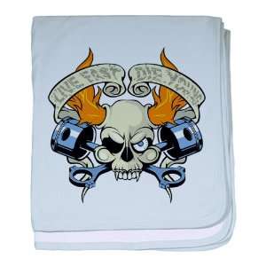  Baby Blanket Sky Blue Live Fast Die Young Skull 