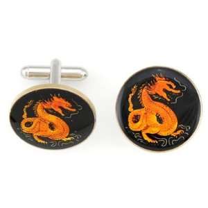  Silver Star China Red Dragon Coin Cufflinks Sports 