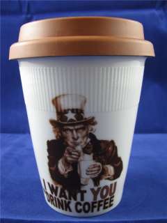 New Konitz Uncle Sam Travel Coffee Mug w/ Silicon Lid  
