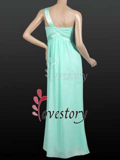 Hotsale Greens Unadjustable One Shoulder Padded Long Prom Dress 09493 