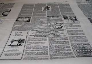 Retro Linen Fabric   Vintage Newspaper Classfields   78cm x 145cm 