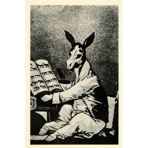   Abuelo Caprichos Donkey Grandfather Satire   Original Halftone Print