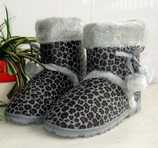 Brown Leopard Women Winter Snow Boots Warm Shoes 3Sizes  