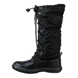 Pajar Womens Knee High Winter Boots Grip Black Nylon and Leather Upper 