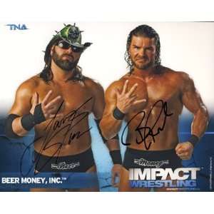  Beer Money (James Storm & Bobby Roode)   Autographed TNA 