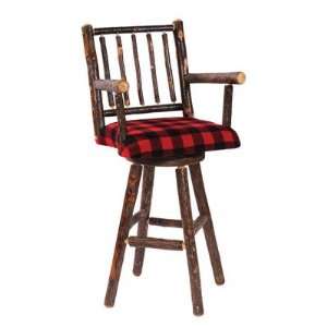 Fireside Lodge 8658 Hickory Swivel Bar Chair with Arms and Upholstered 