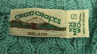 Aran Crafts merino wool Cable Irish Fisherman 1/4 zip Sweater womens 