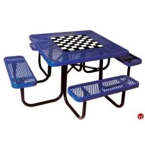   Square Picnic Table with Connecting Bench,Game Top