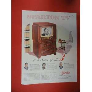 Sparton TV Print Ad. TV in living room Orinigal 1951 Vintage Collier,s 