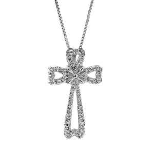  Sterling Silver Petite Sparkle Clear Cubic Zirconia Cross 