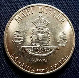 Maui Dollar Lahaina First Capital of Hawaii Large Brass Coin Medal 