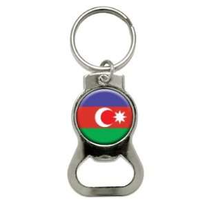 Azerbaijan Republic Flag   Bottle Cap Opener Keychain Ring