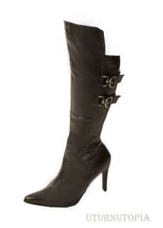 WIDE CALF OVER THE KNEE POINTY TOE BIKER GOTH BOOTS  