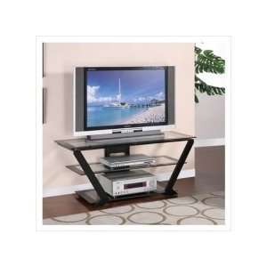  Matte Black 48 TV Stand with Clear Glass    Powell 412 648 