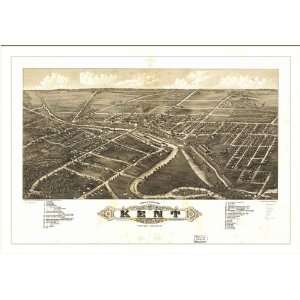 Historic Kent, Ohio, c. 1882 (L) Panoramic Map Poster Print Reprint 