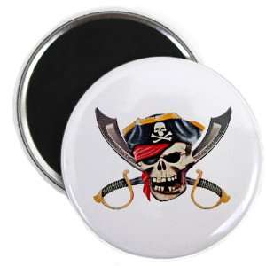   Magnet Pirate Skull with Bandana Eyepatch Gold Tooth 