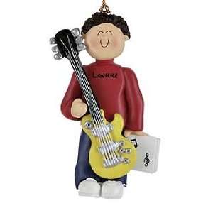 Personalized Electric Guitar Player   Male Christmas Ornament  
