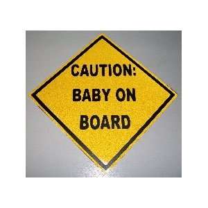    Caution Baby On Board Reflective Yellow Vehicle Magnet Baby