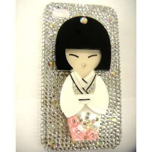  Japanese Lady Bling Rhinestone Case for Iphone 4, 4s Gray 