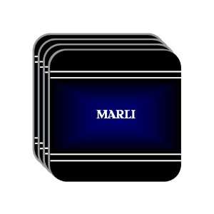 Personal Name Gift   MARLI Set of 4 Mini Mousepad Coasters (black 
